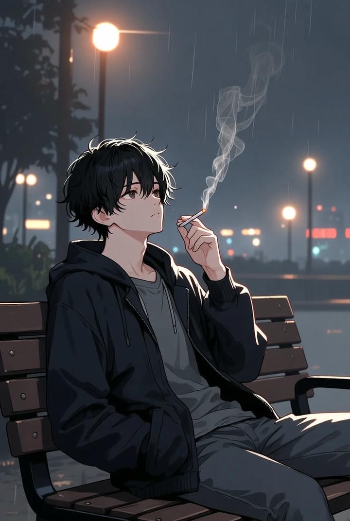 Alone Anime Boy Night Wallpaper