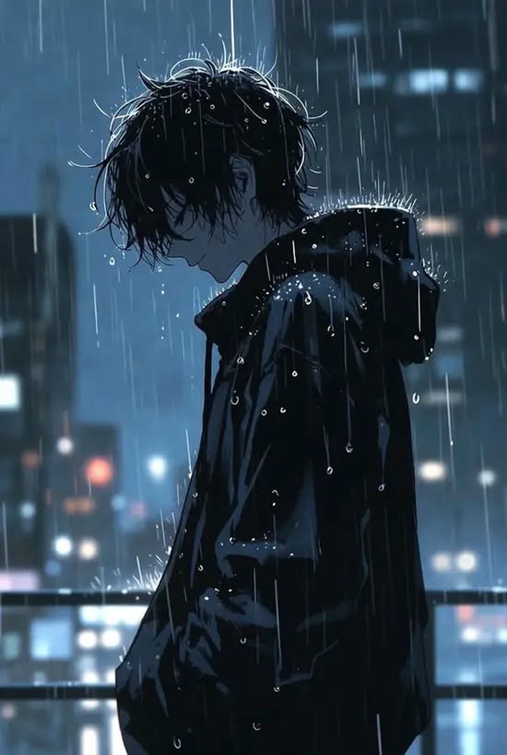 Alone Anime Boy Rain Wallpaper