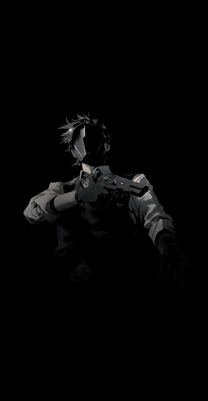Killer attitude Anime boy black background 4k